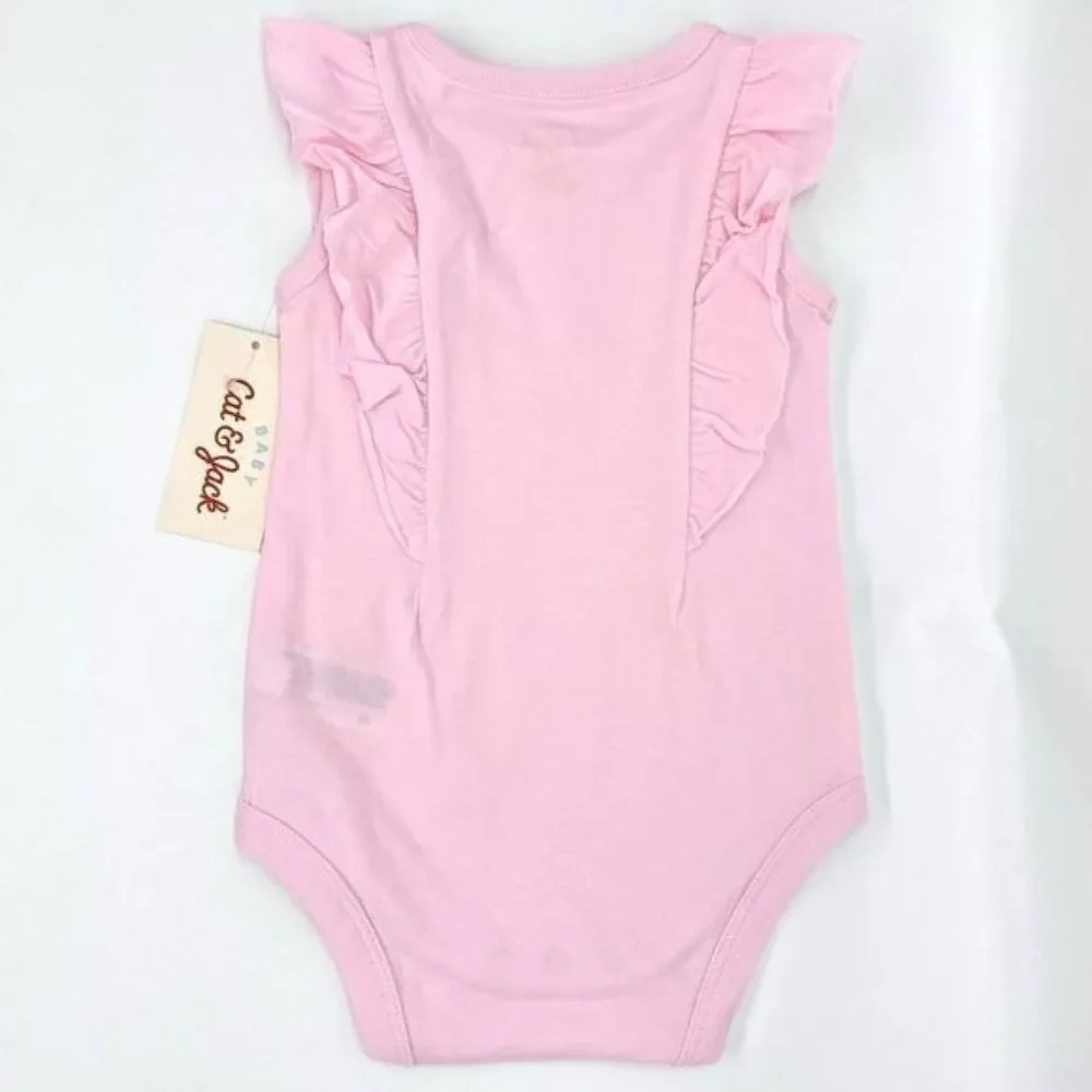 Cat & Jack Pink Ruffle Bodysuit Onsie New 6-9 Months